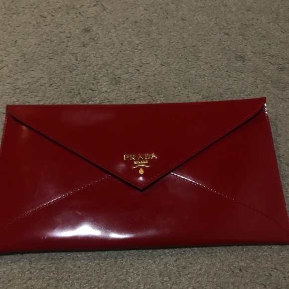 prada red clutch
